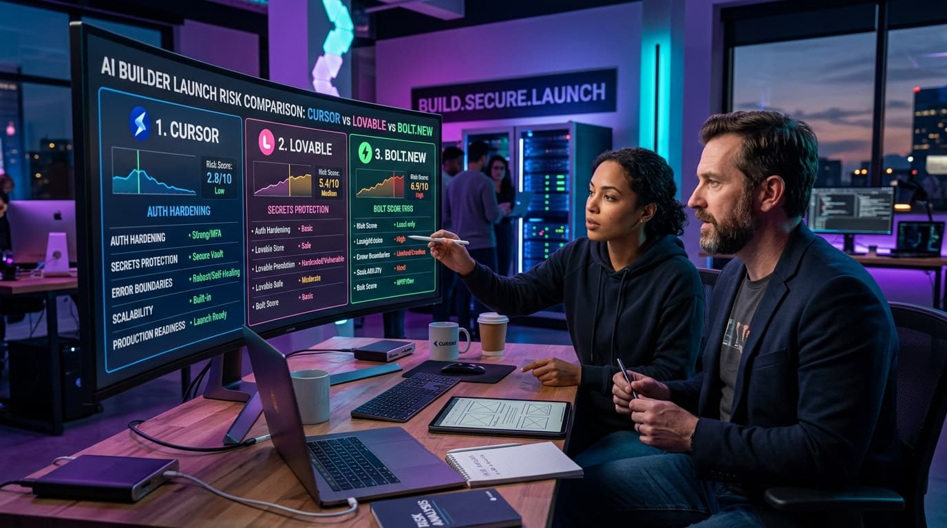 Cursor vs Lovable vs Bolt.new: Which AI Builder Has the Lowest Launch Risk?