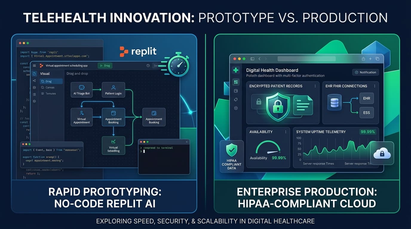 First Stop Health Platforms Compared: Building on Replit and No-Code Versus Migrating to a Production Stack
